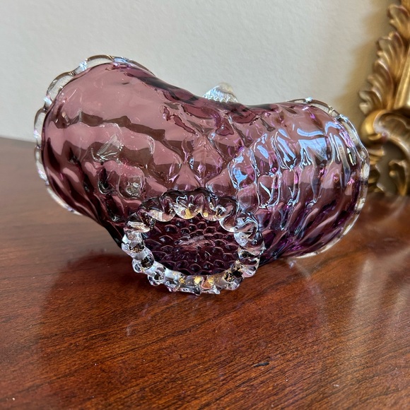 Vintage Murano glass basket purple with gold speck handle - Picture 4 of 5